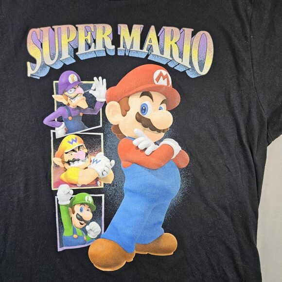 Nintendo Super Mario Rewind Characters Tee T-Shirt Adult Size L 42x44 Black - Picture 4 of 5